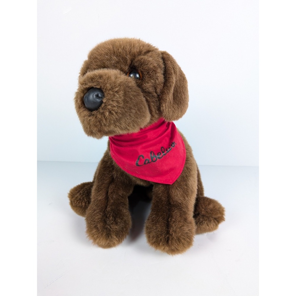 Douglas Cabela's Chocolate Lab Brown Puppy Dog 2010 12" Plush Red Bandana #1811